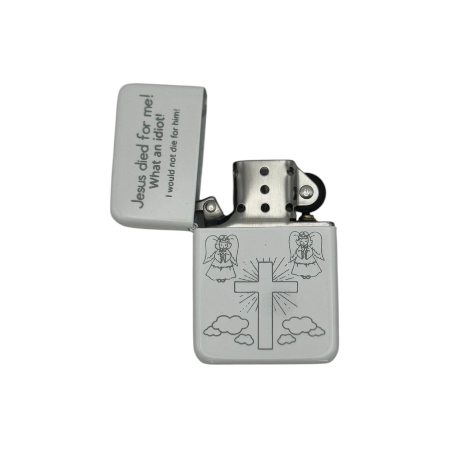 Jesus Died For Me White Flip Lighter